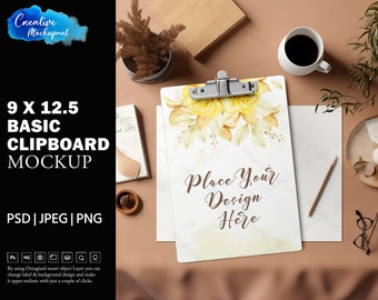 Dye Sublimation 9 x 12.5 Clipboard Mockup Volume | Add your own design Via Photoshop Smart PSD Object, Canva PNG JPG