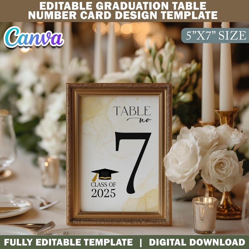 Printable Graduation Table Number Card Design Template, Simple Grad ...