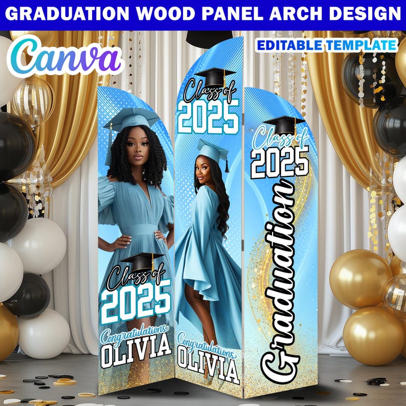 Graduation Base Design Graduation Wooden Arch Panel Design Canva Backdrop Template, Editable ...