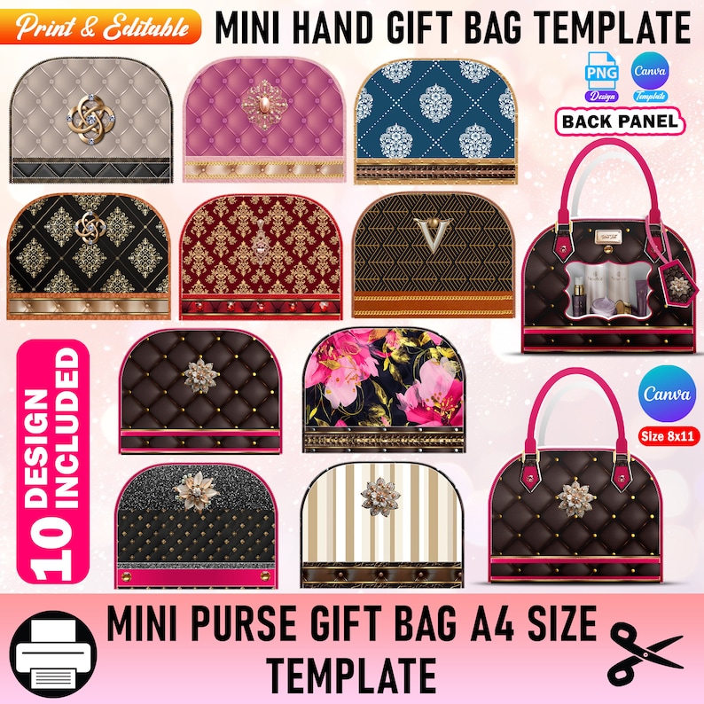 Fashion Purse Gift Bag Box Template Bundle, DIY Designer Handbag Gift ...