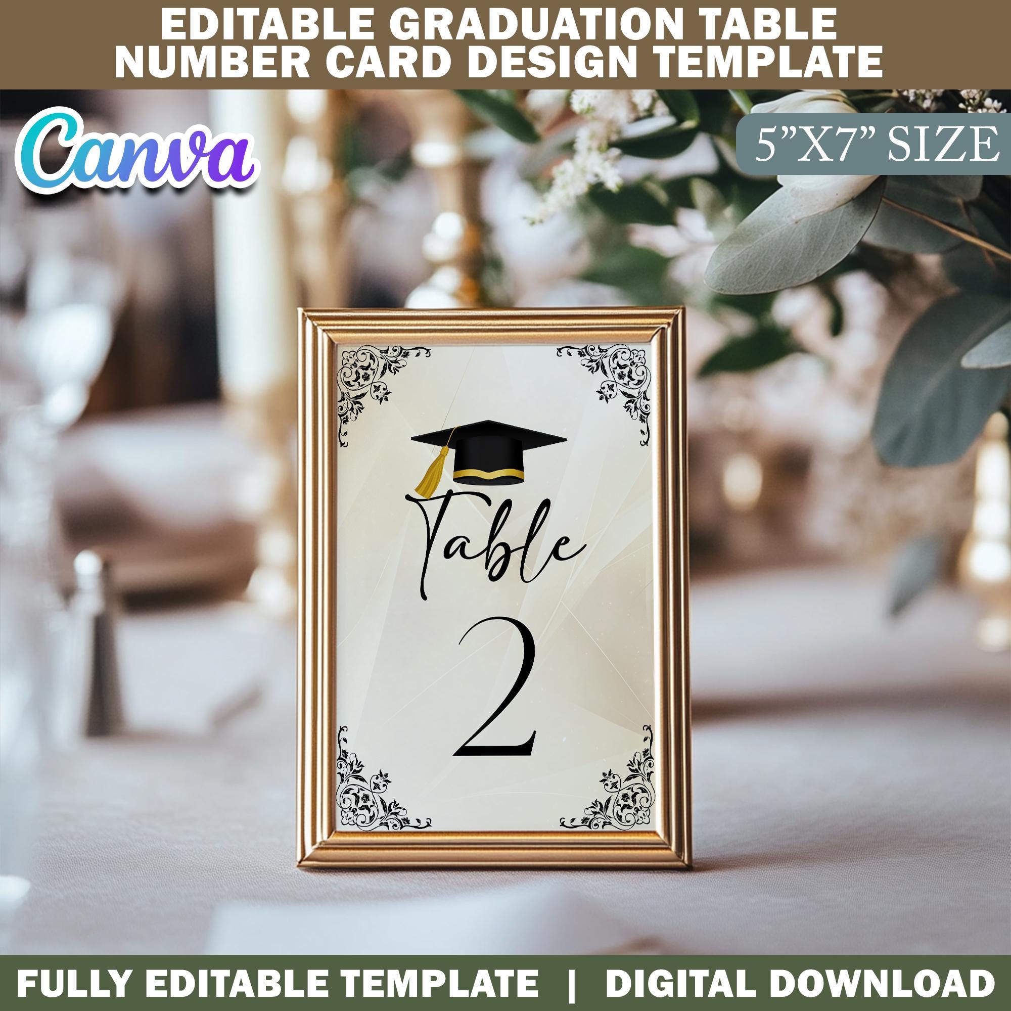 Graduation Number Chart Graduation Table Number Card Design Template, Simple Grad Photo Table ...