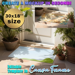 Canva Frame 30x18 Inch Door Mat Mockup | Entry Mat mockup, Floormat Mock up | Coir Doormat Mockup, Drag & Drop To Insert Design in Canva