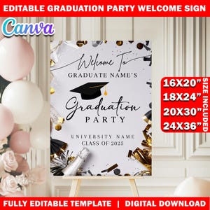 Printable Graduation Party Welcome Sign Template, Editable Canva Grad Decor Poster, Custom Welcome Board Senior/Grad Welcome Sign