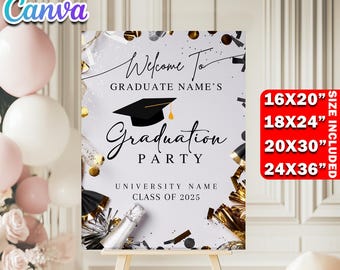 Printable Graduation Party Welcome Sign Template, Editable Canva Grad Decor Poster, Custom Welcome Board Senior/Grad Welcome Sign