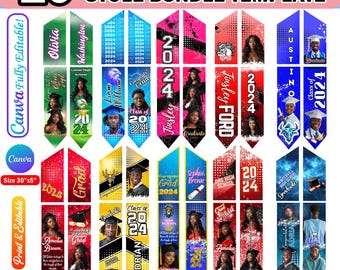 10 Graduation Stole Template Design Bundle For Graduation Sash Sublimation 2025, Editable Graduation Template Personalized Graduation Design