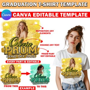 2025 Prom Send Off T Shirt Design, Editable Canva, Customizable Prom T Shirt Design Template, Perfect for Sublimation, DTF or DTG