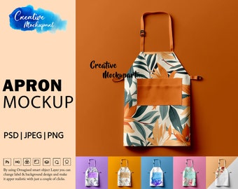 Apron Mockup | Flat lay Kitchen Apron Mockup | Chef Apron Mockup | Barista Apron Mockup |  Insert Design Via PSD, Canva PNG And JPG