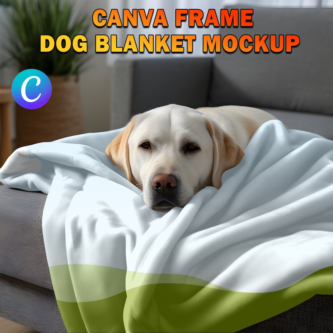 Canva Frame Dog Blanket Mockup, Blanket Mockup, Pet Blanket Mockup, Canva Overlay Flappy Puppy