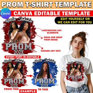 Prom Send Off T Shirt Design, Editable Canva, 2025 Prom Red & Silver T Shirt Design Template, Perfect for Sublimation, DTF or DTG