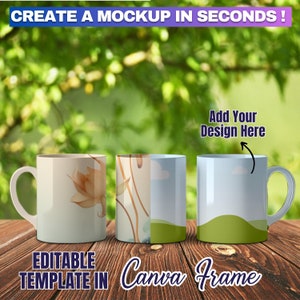 Canva Frame 11oz Mug Full Wrap Mockup | 11oz Coffee Mug Mockup | 3 Mug Mockup | Canva Template| Mug Overlay Mockup | Drag & Drop Canva Frame