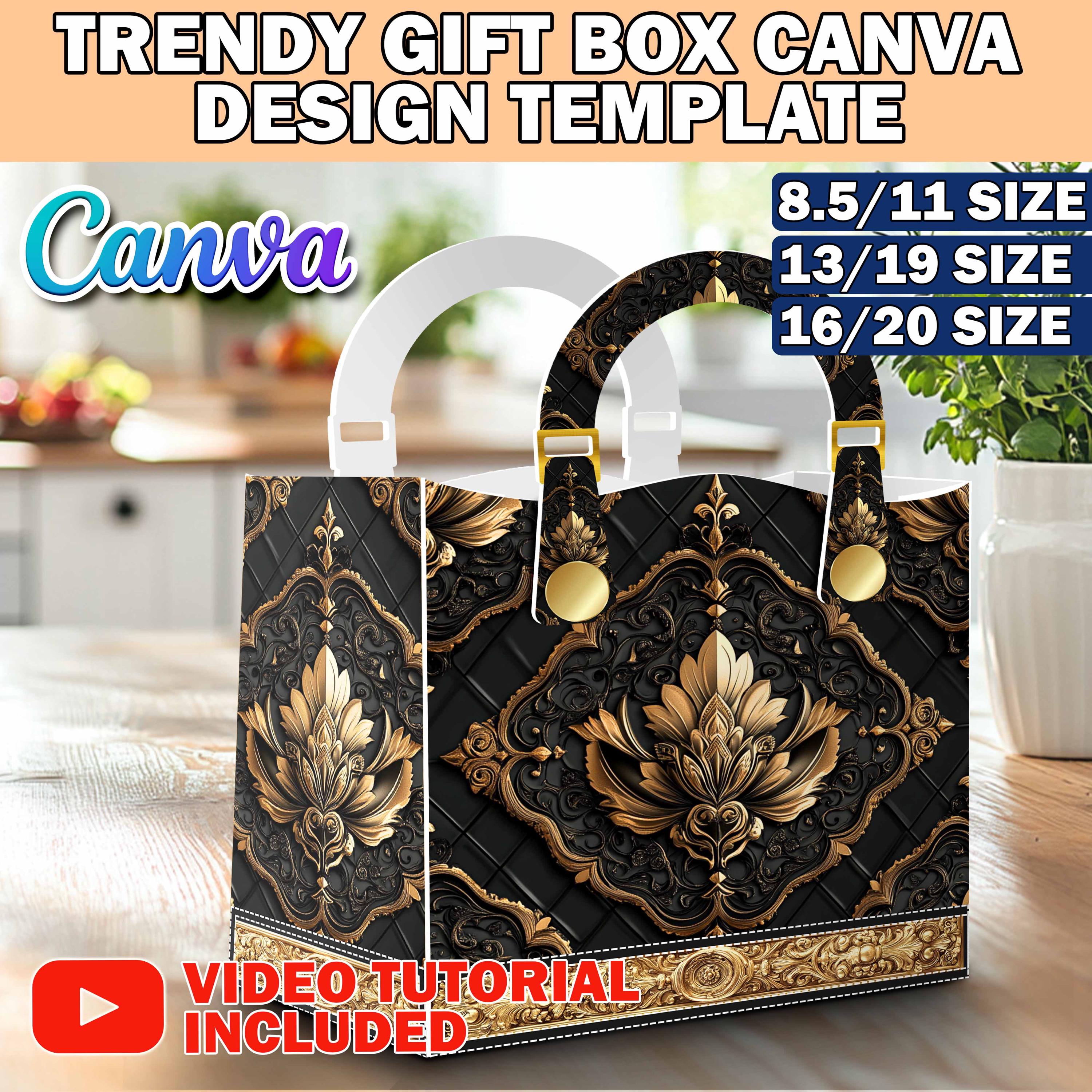 Trendy Fashion Gift Bag Box Design Template, DIY Designer Purse Handbag ...