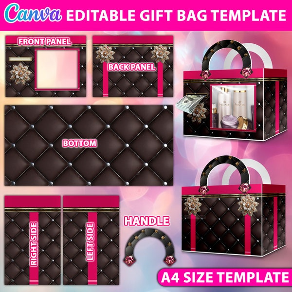 Canva DIY Purse Design, Editable 11x8.5 Gift Bag Box Template, Digital File ONLY, Custom Gift Box, Special Occasion Gift Machine Box