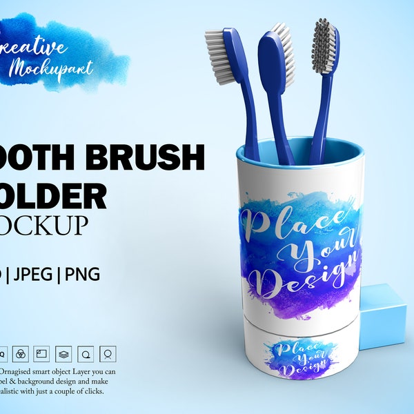 Tooth Brush Holder Mockup | Dye sublimation toothbrush holder PSD Template | Add your own image and background Using PSD, PNG & png