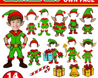 14 kerst voeg je eigen foto toe foto speciale png-bundel, png elfen jongen en meisje DIY foto clipart, prikbord sublimatie kerst