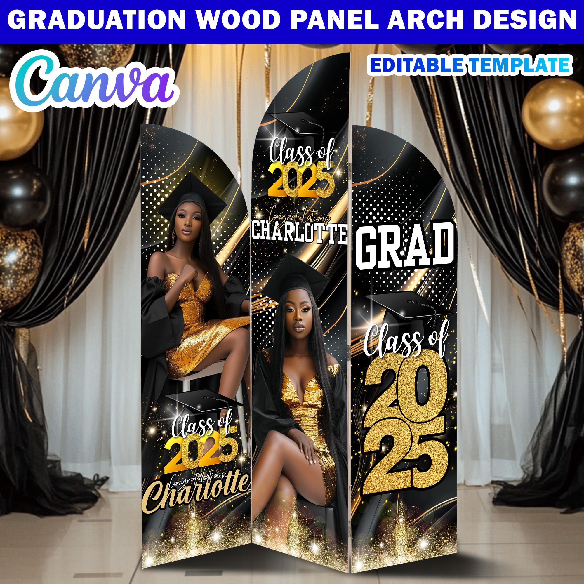 Editable Graduation Wooden Arch Panel Design Canva Backdrop Template ...