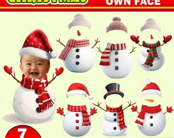 Christmas Snowman Add Your Own Photo Picture PNG Bundle, Cute Snowman, Booth Photo Clipart, Winter Class Decor Bulletin Board, Decor