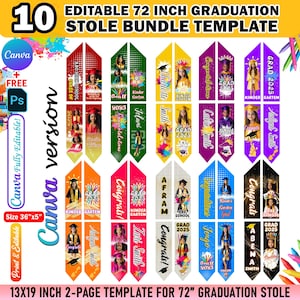10X Canva + PSD Kinder Abschluss Stola Template Design Bundle für die Abschlussschärpe Sublimation 2025, DIY personalisiertes graduiertes Design