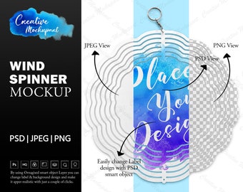 Wind Spinner Mockup |  Full Wrap Sublimation View | Dye Sublimation, Change Background, Insert Design Via Photoshop PSD, Canva PNG & Jpg
