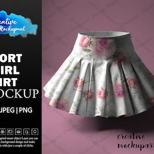 Realistic Short Twirl Skirt Mockup | Girls Twirl Skirt Summer fashion mockup |Add your own design Via Photoshop Smart PSD Object & Canva PNG