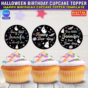 Rosa Halloween fantasma fiesta de cumpleaños Cupcake Toppers ...