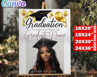 Graduation Party Welcome Sign Template, Editable Canva Grad Decor Poster, Custom Printable Welcome Board Senior/Grad Welcome Sign