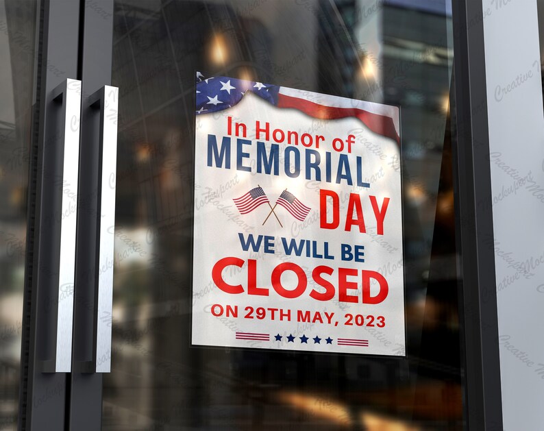Closed on Memorial Day Sign PRINTABLE Open/closed Memorial Etsy