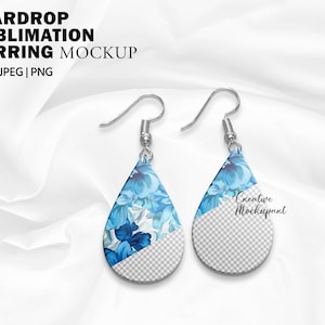 Teardrop Earring DYE Sublimation Mockup Vol-3 | Add your own design Via Photoshop Smart PSD Object, Canva PNG & Jpg