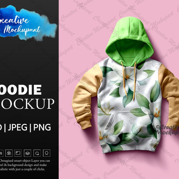 Hoodie Mockup | Gildan 18500 Flat lay Hoodie Mockup | Separate PSD Elements | Add Your Own Design Via Photoshop Smart PSD, Canva PNG & Jpg