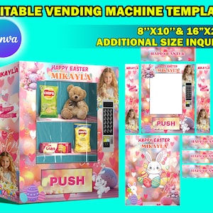 Canva Easter Vending Machine Template, Personalize Vending Machine, Birthday Gift, Editable Party Favor, Graduation Crafts Birthday Girl/Boy