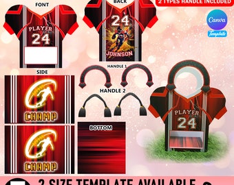 Canva  Editable Football Jersey Gift Bag Template, Designer Handbag Gift Box, Luxury Handbag Gift box, Football Season, Game Day Gift Bag