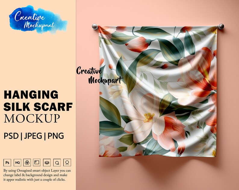 Hanging Silk Scarf Mockup Square Hanging Scarf Mockup Change Background