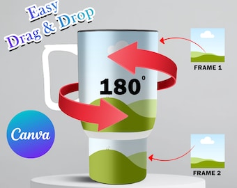 Canva 40oz Rotating Tumbler Mockup | Drag and Drop, Spinning 40oz Tumbler With Handle Mockup, Canva Frame Animated Tumbler Video Template