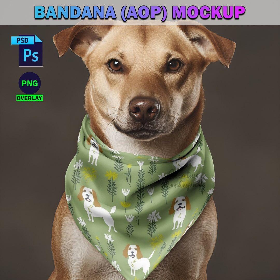 AOP Dog Bandana Mockup POD Bandana Mockup Alloverprint Etsy