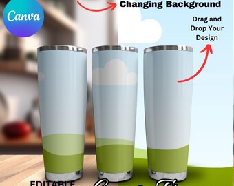 Canva 20oz Tapered White Tumbler Mockup For Dye Sublimation | Drag & Drop To Change Background, Insert Design | Blank 20oz Tumbler Mockup