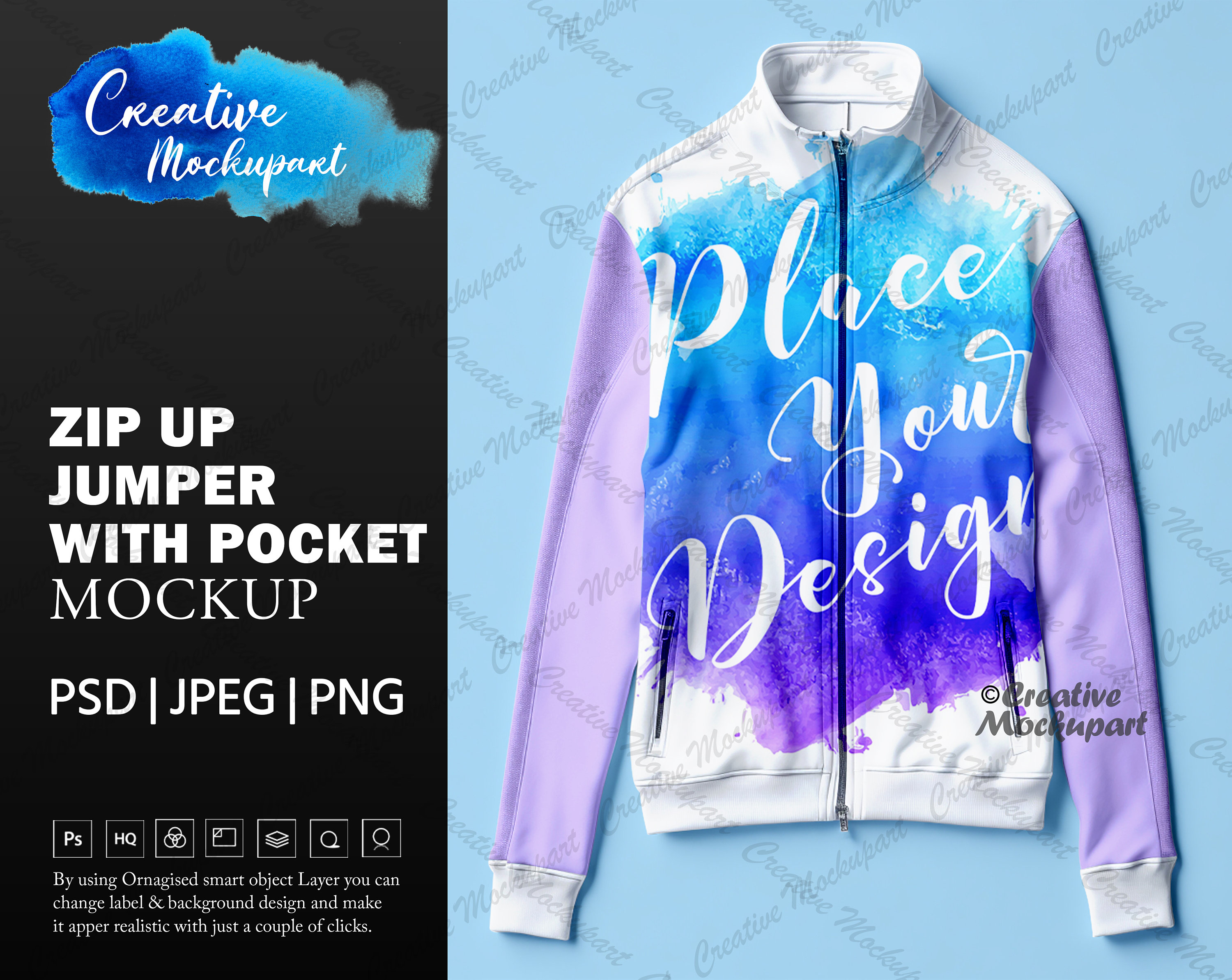 Zip up Jumper Mockup Zip up Sleeper Change Background Add Your Own Design via Photoshop Smart PSD Object Canva PNG JPG Etsy