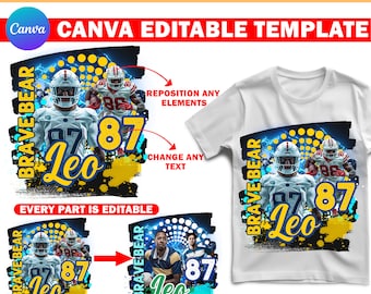 Plantilla de camiseta del día del partido de fútbol, Diseño de camiseta de fútbol, Plantilla de diseño de camiseta editable de Canva, Perfecta para sublimación, DTF o DT