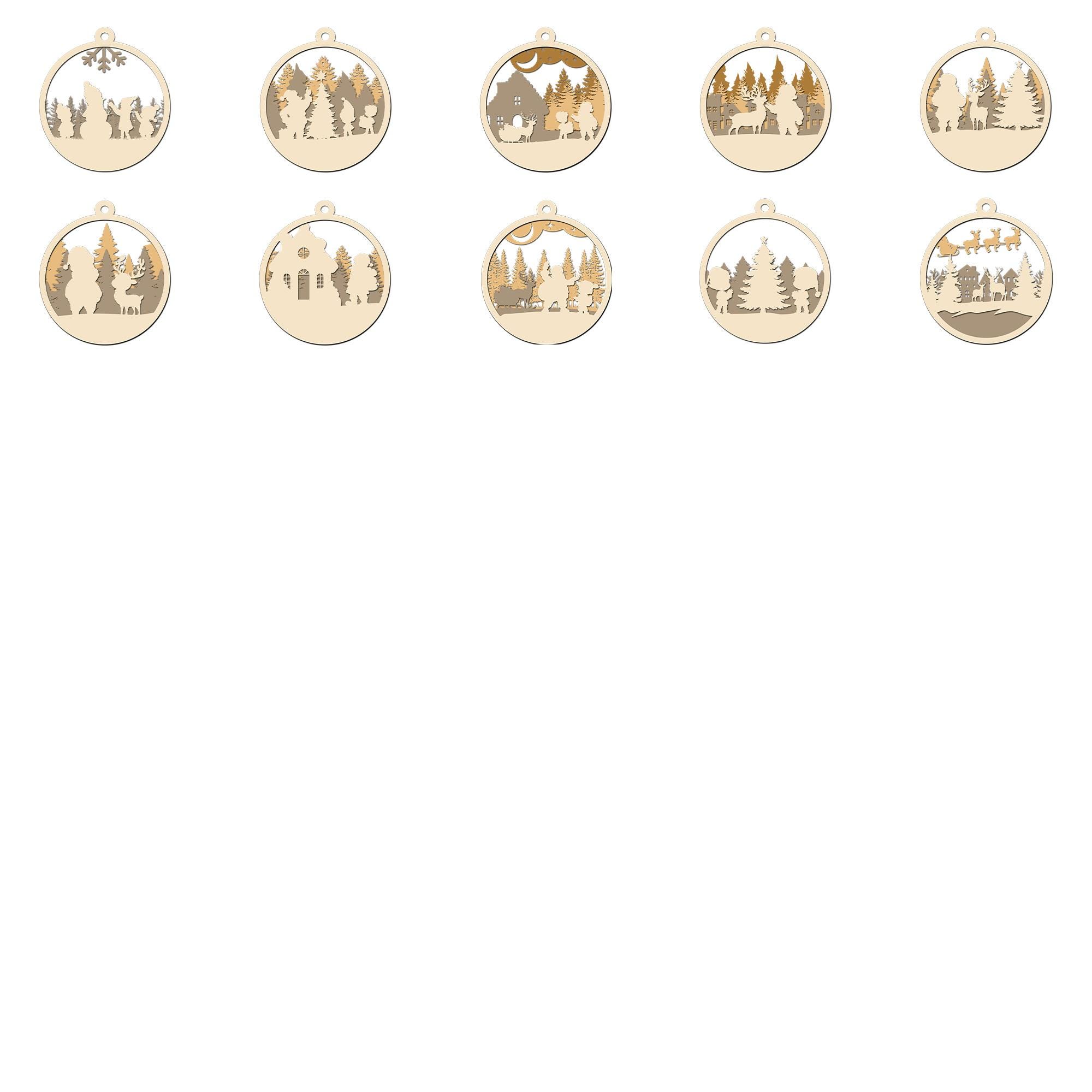 100X Christmas Ornament SVG Bundle, 3-layer Ornament Laser Cut Files ...
