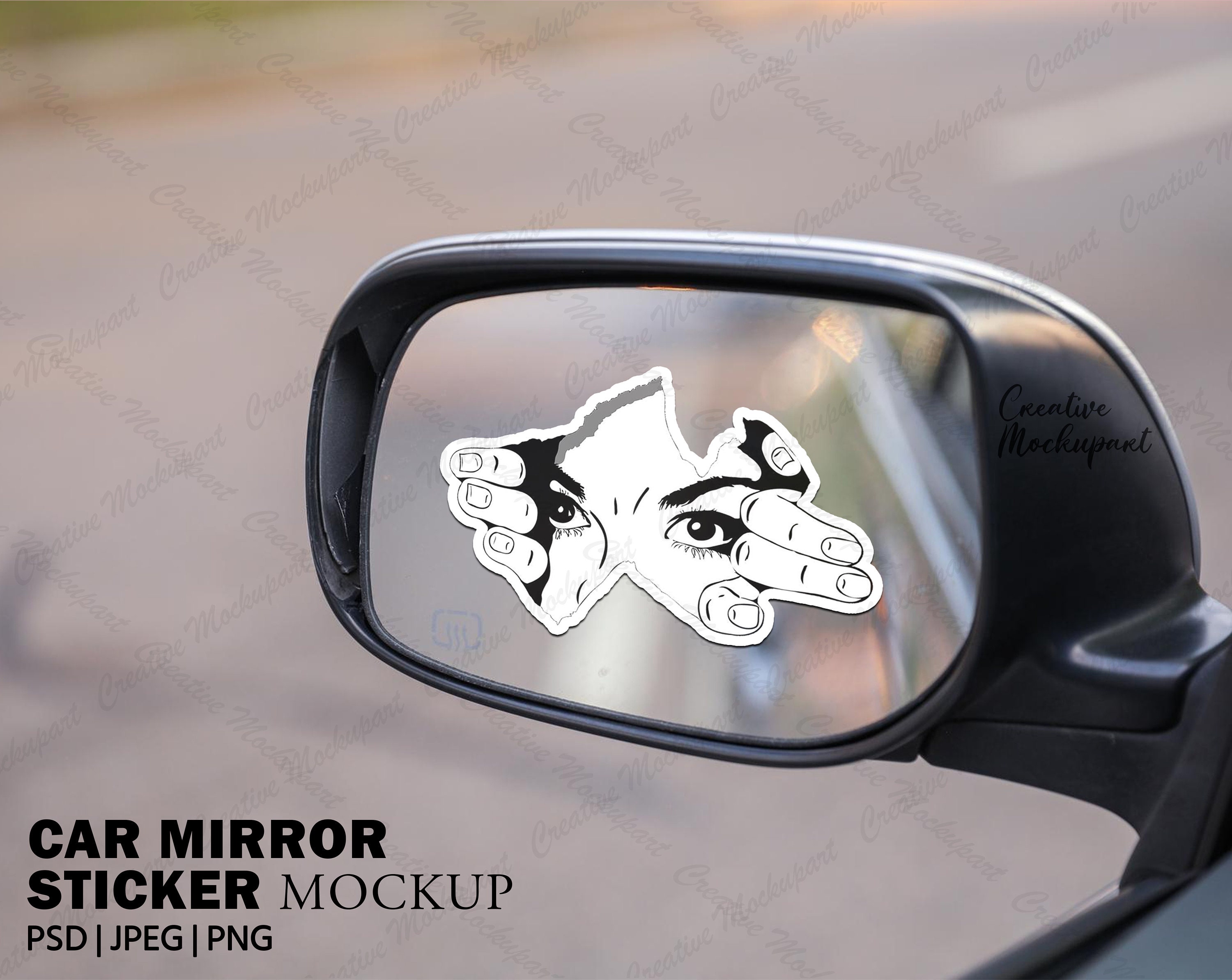 Mirrow Car Sticker 16 Car Mirror Sticker & Car Decal PSD Mockup Bundle | Vinyl Decal ...