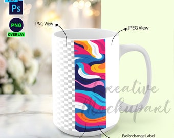 15oz Coffee Mug Mockup | POD Mug Mockup | PSD Template | Mug Overlay Mockup