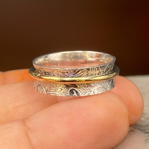 Spinner Ring, 925 Sterling Silver Ring, Unique Fidget Spinner Ring, Handmade Ring, Spinning Ring, Band Ring, Thumb Ring, Meditation Rings.