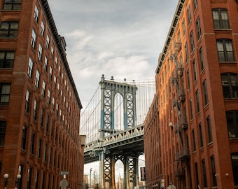 Manhattan Bridge Photography Print, Brooklyn Street View (Digital Download)