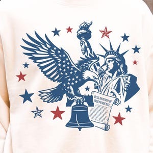 Declaration of Independence PNG, Patriotic Eagle Sublimation, Liberty Bell Shirt Design, Statue of Liberty Art, 4th of July Graphic Art
