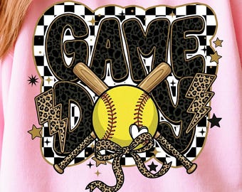 Softbalwedstrijd png, luipaardprint softbalsublimatie, coquette-sportshirtontwerp, grafisch softbalmoeder, trendy teamgeest, png