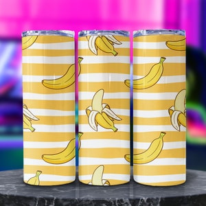 Banana Tumbler Wrap Png, Modello di banane senza soluzione di continuità Design a sublimazione, Sfondi di frutta Immagine digitale, Immagine artistica di tumbler di frutta gialla
