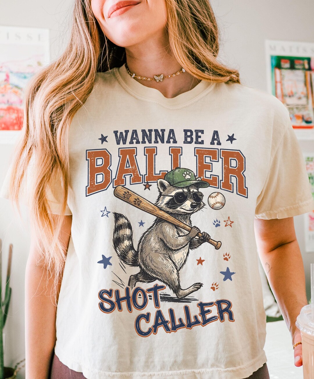 Funny Raccoon Baseball PNG, Wanna Be A Baller Shot Caller Sublimation ...