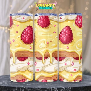Cake Tumbler Wrap PNG Seamless Dessert Sublimation Design Stylish 20oz Skinny Tumbler Bakery Print Sweet Treats Pattern Digital Download Art