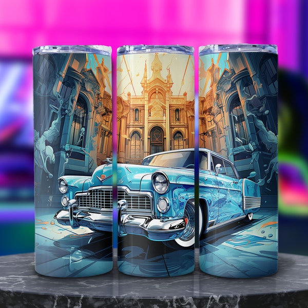 Lowrider Tumbler Wrap Png, Classic Muscle Car Sublimation Design, Old Vehicle Printable Illustration, Car Enthusiast Gift, Digital Art Image