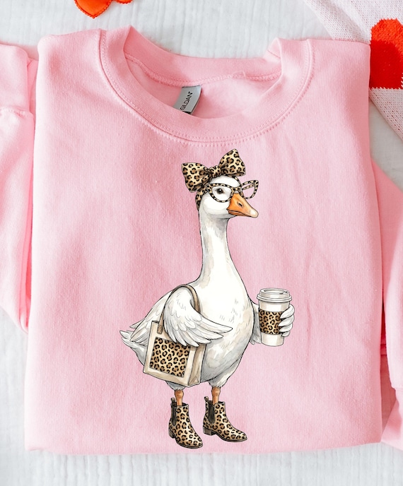 Leopard Goose PNG, Cute Coffee Duck Sublimation, Trendy Mom Shirt, Cheetah Print Bow, Glasses Graphic, Girly Teacher Gift, Farm Animal Art