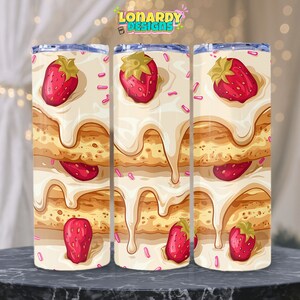 Sweet Treats Cake Tumbler Wrap PNG Seamless Dessert Sublimation Design Stylish 20oz Skinny Tumbler Bakery Print Digital Download Art