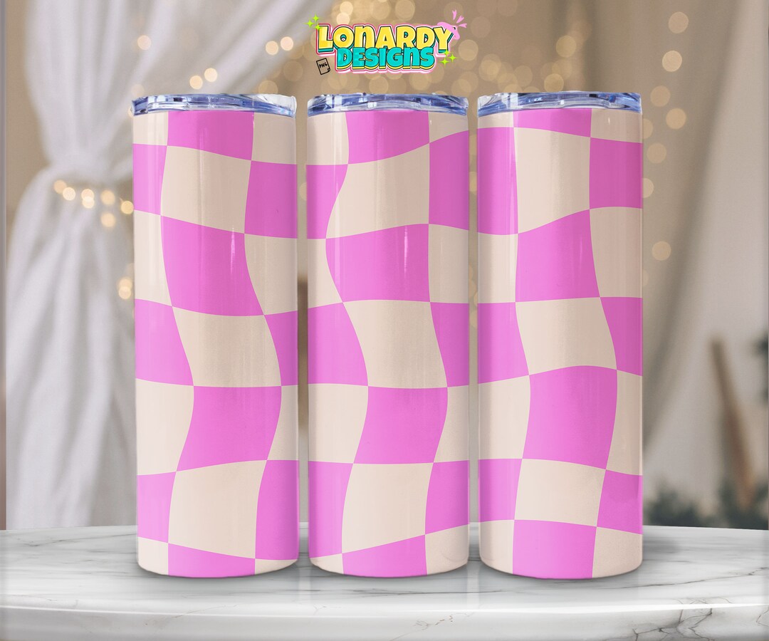 Retro Checker Tumbler Wrap PNG Checkerboard Sublimation Design Groovy ...
